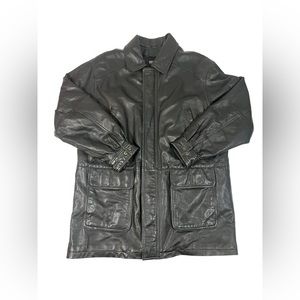 Wilsons Mid Length Black Leather Jacket Removal 3M Thinsulate Liner 69426 Size L